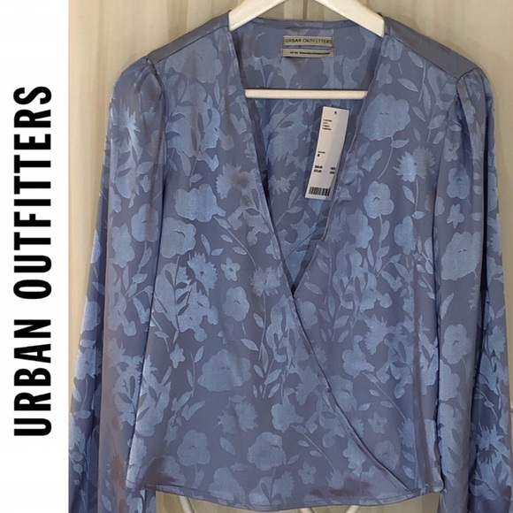 Urban Outfitters Jacquard Surplice Long Sleeve Top - Picture 1 of 11